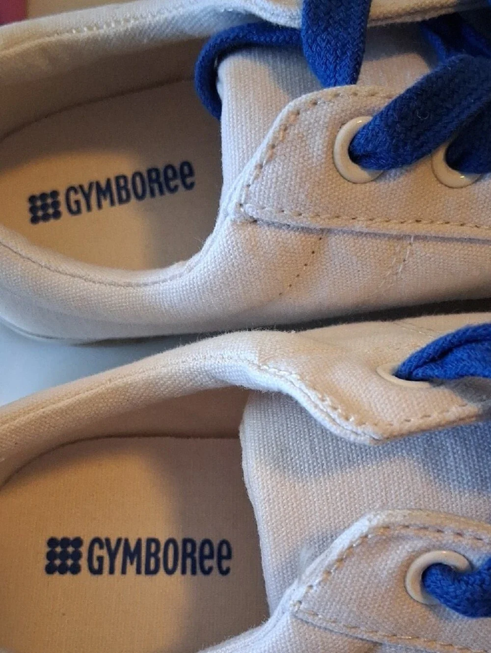📚✏️Gymboree White Canvas Sneakers with Blue Laces and Gum Sole